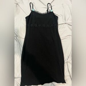 SHEIN Black Lace Trim Mini Dress